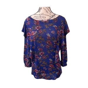 Free People Blue Dock Street Floral Top Size S